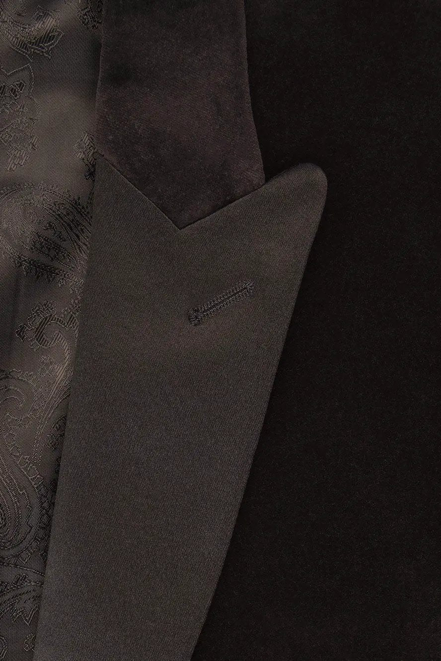 "Liam" Black Velvet Jacket Peak (Separates) by Tux-USA