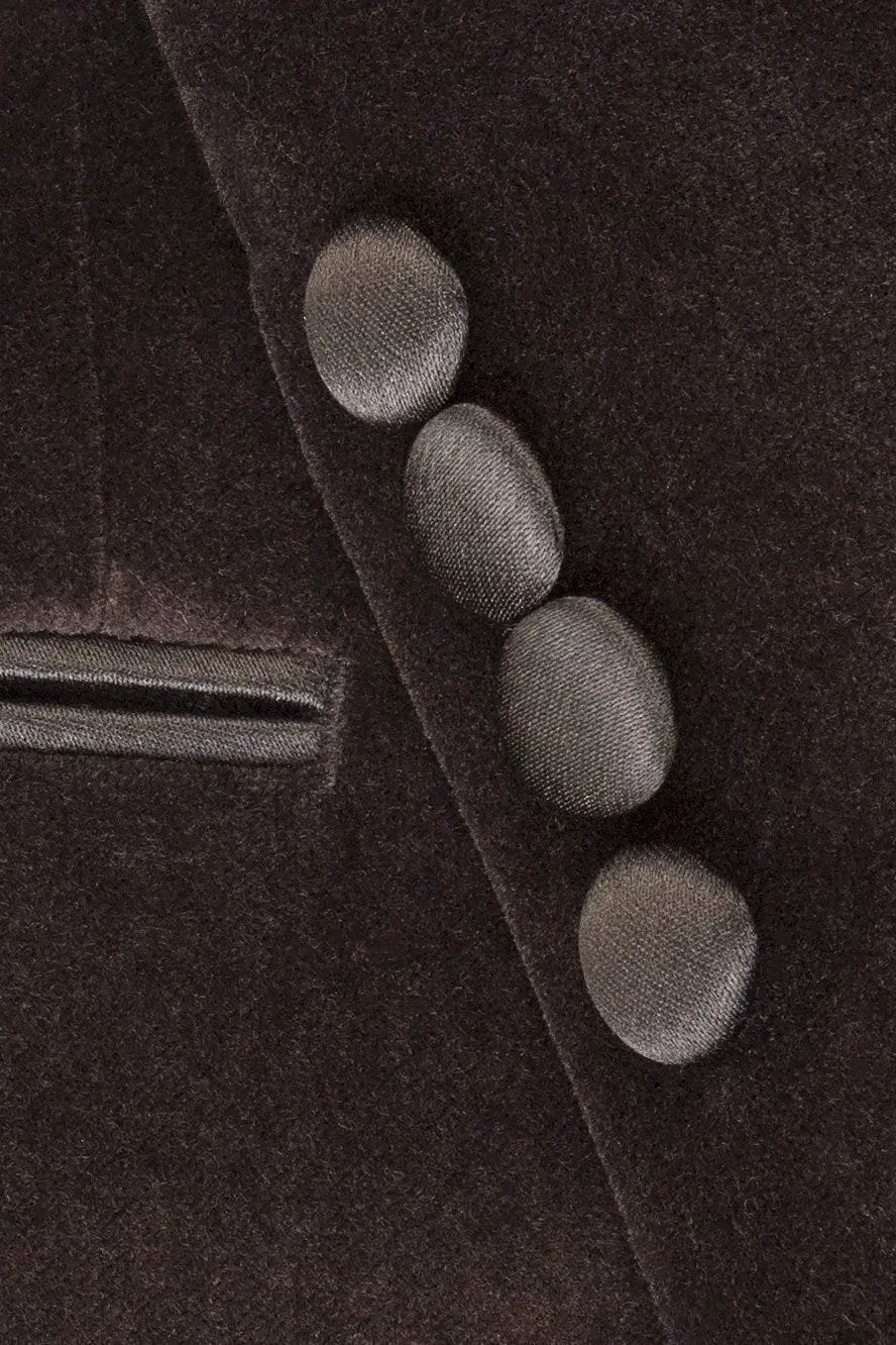 "Liam" Black Velvet Jacket Peak (Separates) by Tux-USA