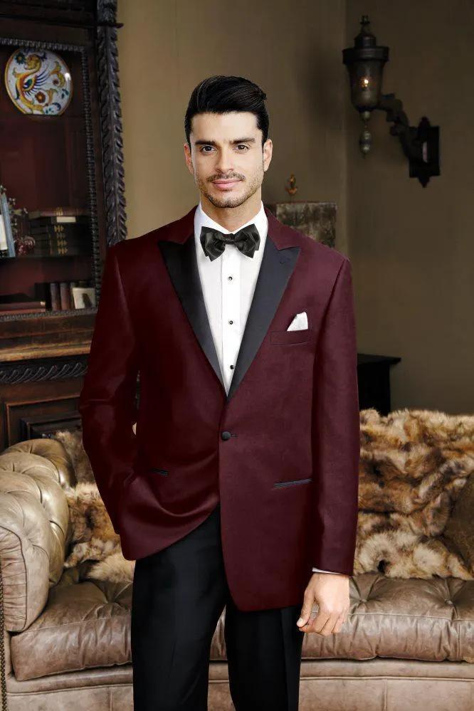 "Liam" Merlot Velvet Jacket Peak (Separates) by Tux-USA