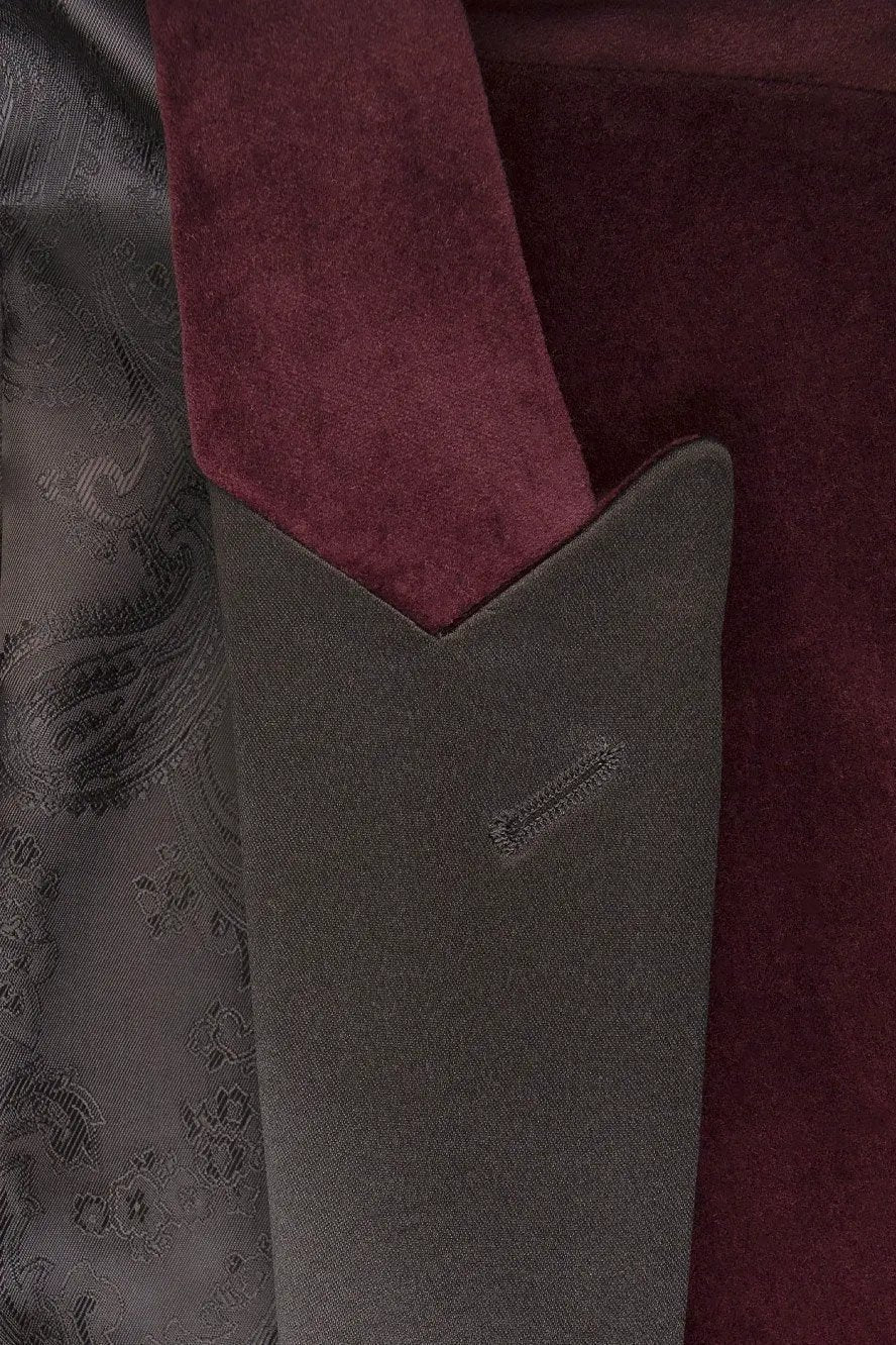 "Liam" Merlot Velvet Jacket Peak (Separates) by Tux-USA