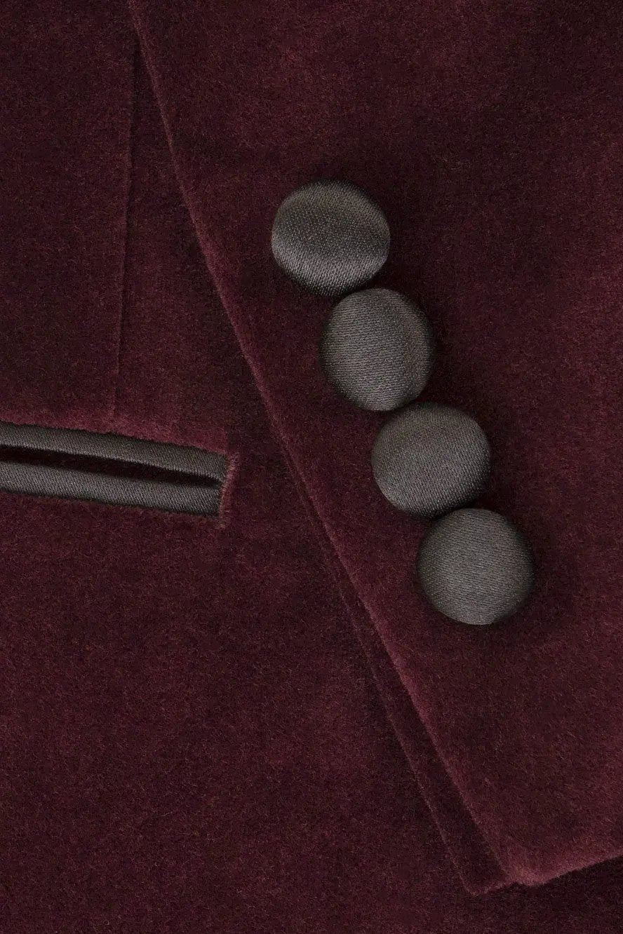 "Liam" Merlot Velvet Jacket Peak (Separates) by Tux-USA