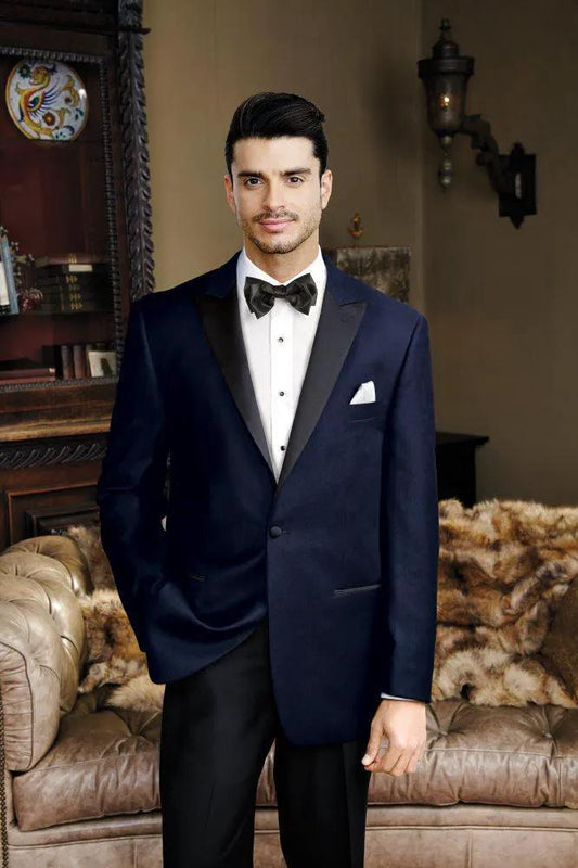 "Liam" Navy Velvet Jacket Peak (Separates) by Tux-USA