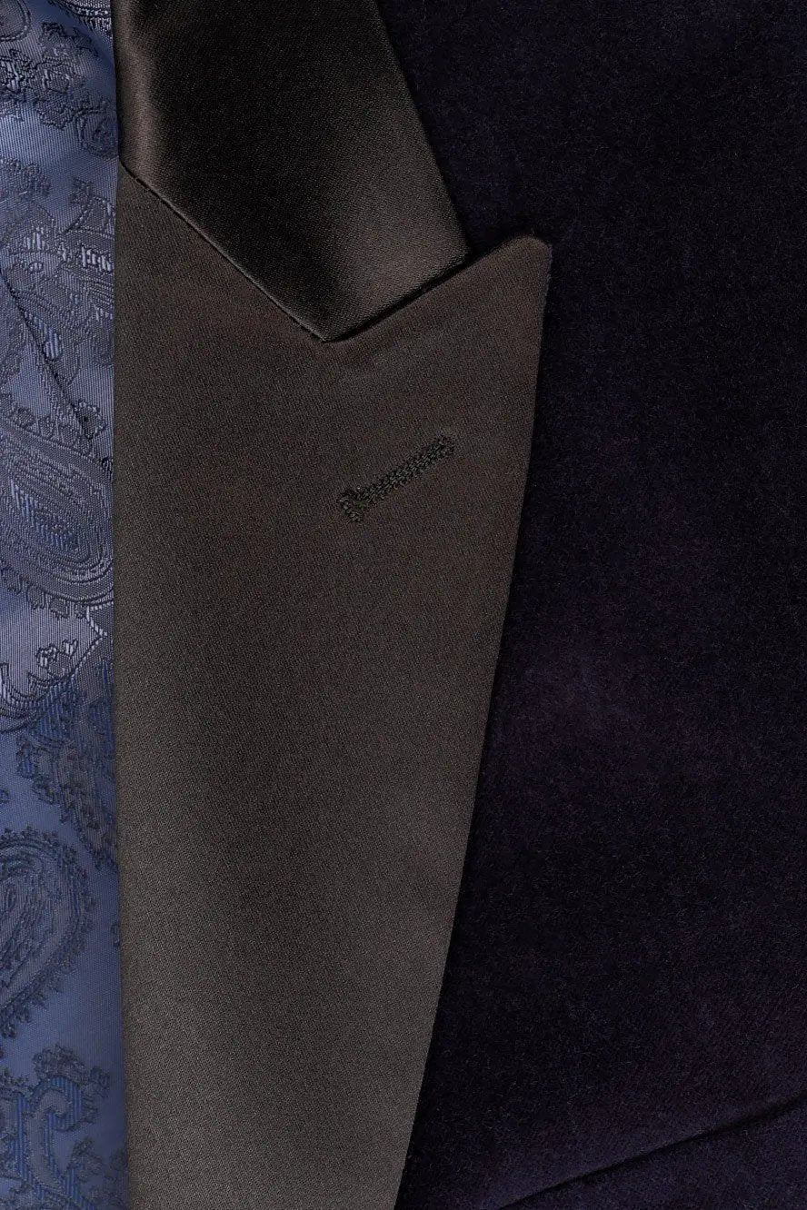 "Liam" Navy Velvet Jacket Peak (Separates) by Tux-USA