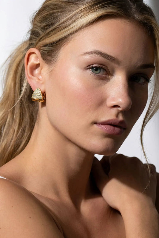 Luna Waterproof Dainty Triangle Zircon Pave Stud by Akalia