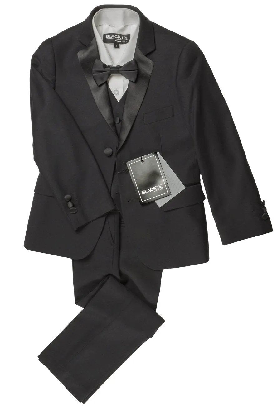 "Max" Kids Black 5-Piece Tuxedo Notch by Tux-USA