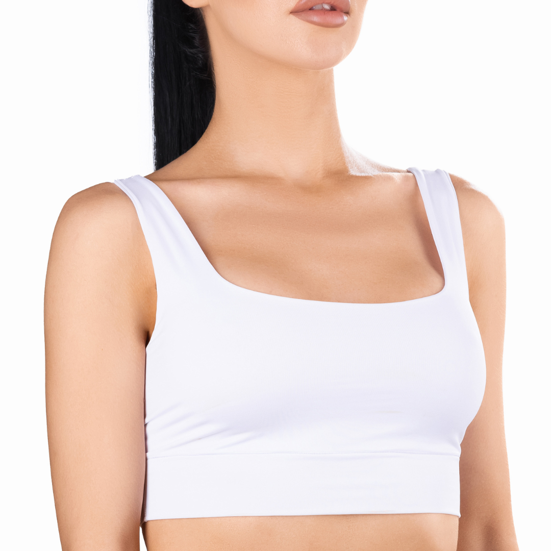 Memème Women’s Ultra-Comfortable BASIC - White - Crop Top | Stretchy Fit, No Elastic Bands by Mememe