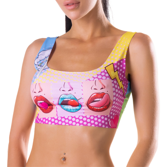 Memème Women’s Ultra-Comfortable COMICS - Hot Crop Top| Stretchy Fit, No Elastic Bands by Mememe