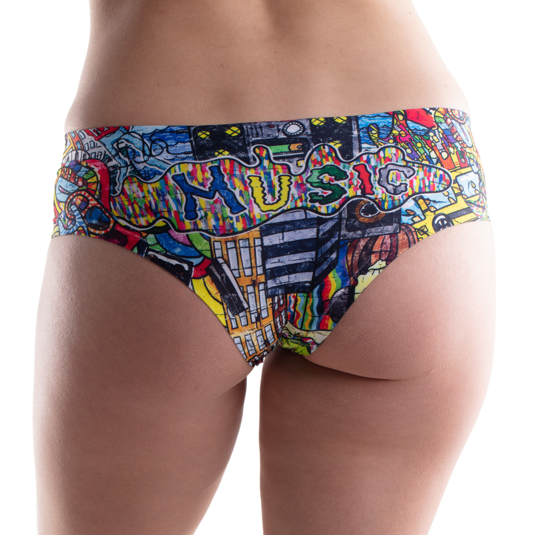 Memème Women’s Ultra-Comfortable GRAFFITI - Pug - Panties | Breathable Cotton Crotch, Stretchy Fit, No Elastic Bands by Mememe