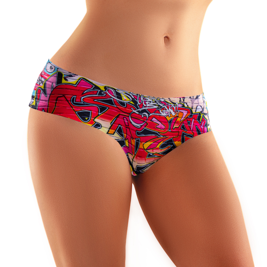 Memème Women’s Ultra-Comfortable GRAFFITI - Trash - Panties | Breathable Cotton Crotch, Stretchy Fit, No Elastic Bands by Mememe