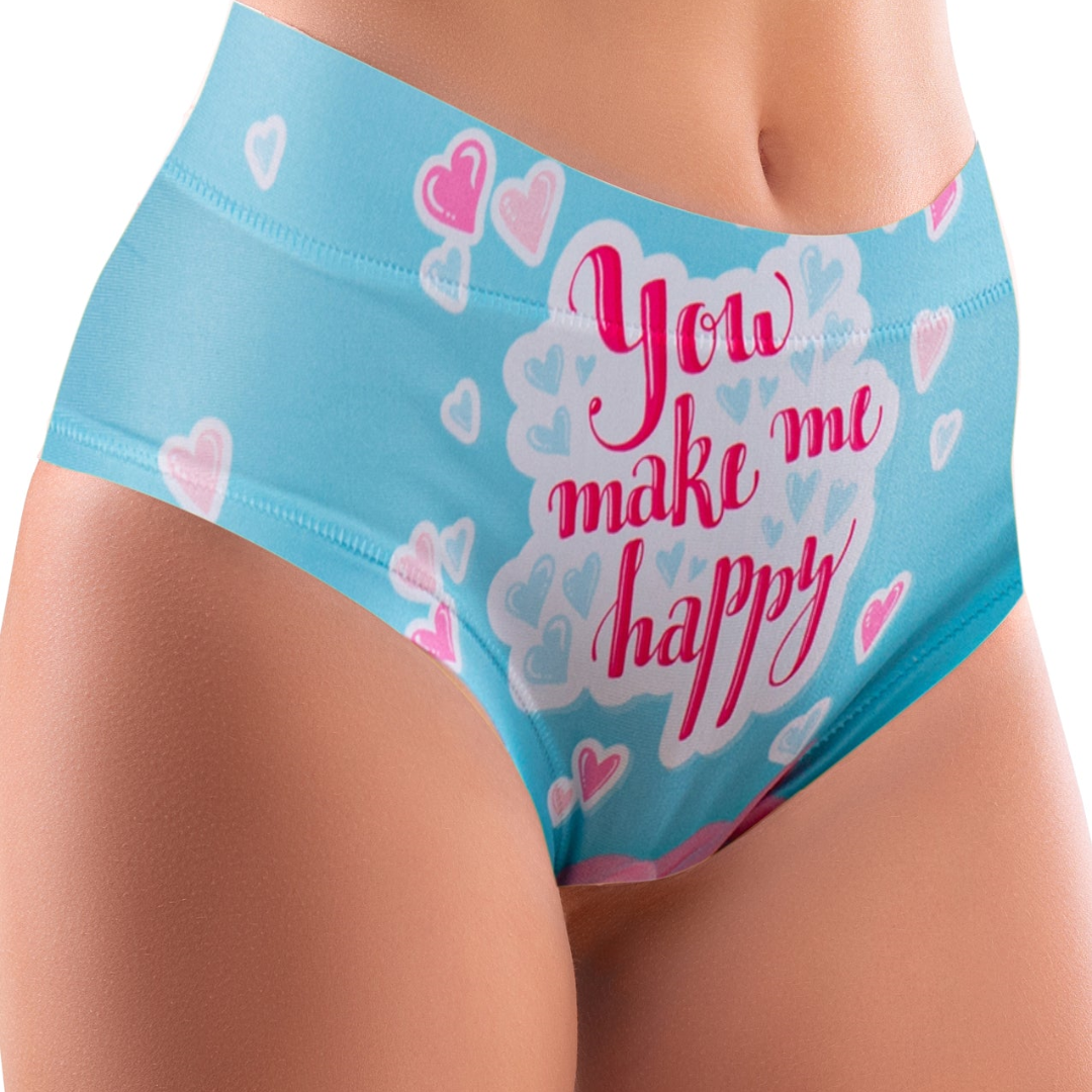 Memème Women’s Ultra-Comfortable LOVE - Happy - Panties | Breathable Cotton Crotch, Stretchy Fit, No Elastic Bands by Mememe