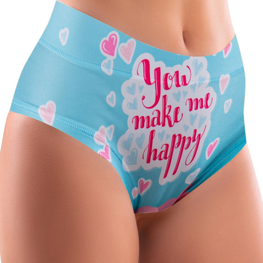 Memème Women’s Ultra-Comfortable LOVE - Happy - Panties | Breathable Cotton Crotch, Stretchy Fit, No Elastic Bands by Mememe