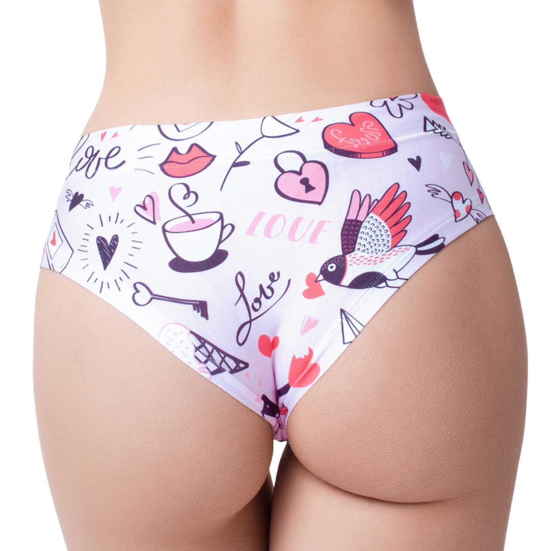 Memème Women’s Ultra-Comfortable LOVE - Stickers Panties | Breathable Cotton Crotch, Stretchy Fit, No Elastic Bands by Mememe