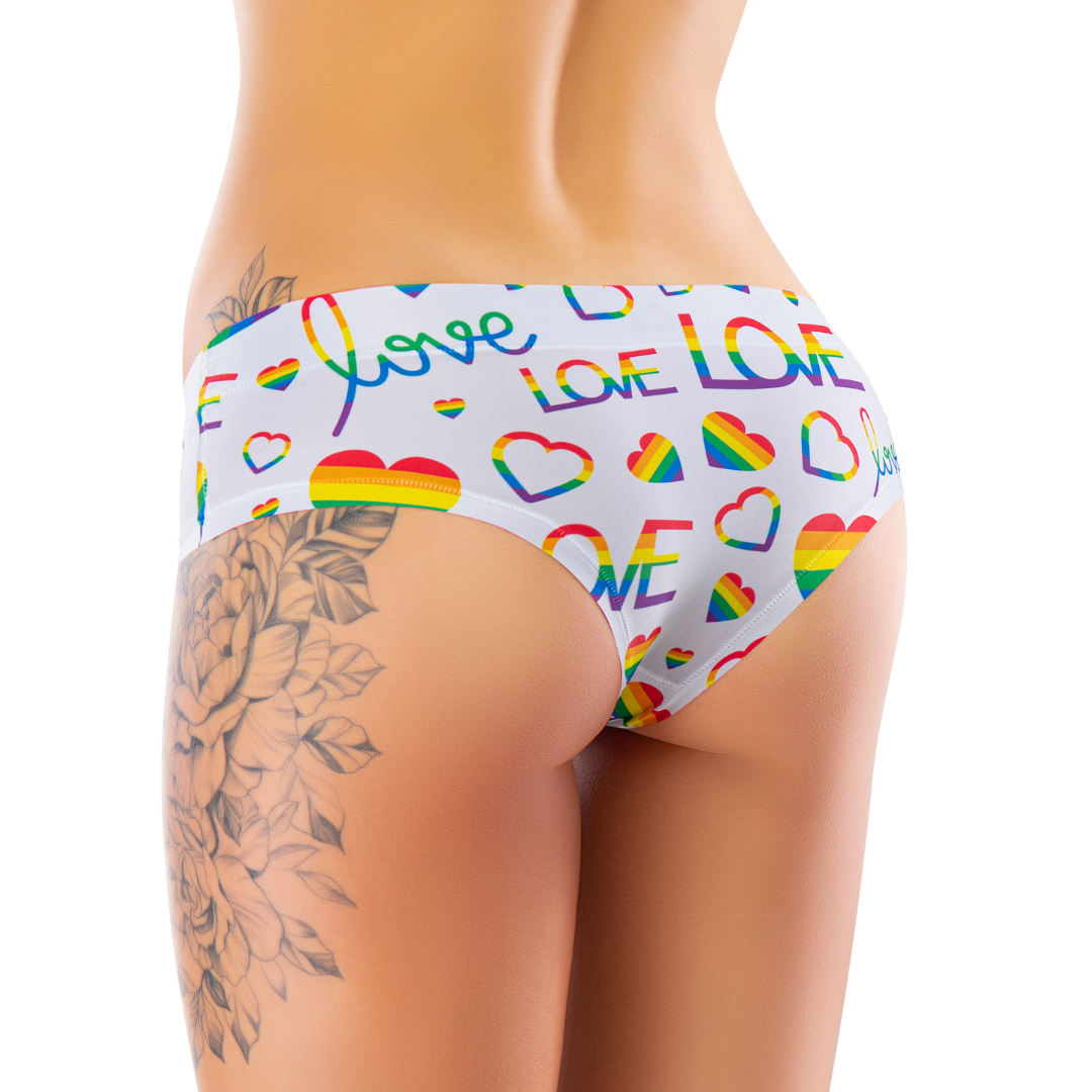 Memème Women’s Ultra-Comfortable PRIDE - White Love - Panties | Breathable Cotton Crotch, Stretchy Fit, No Elastic Bands by Mememe