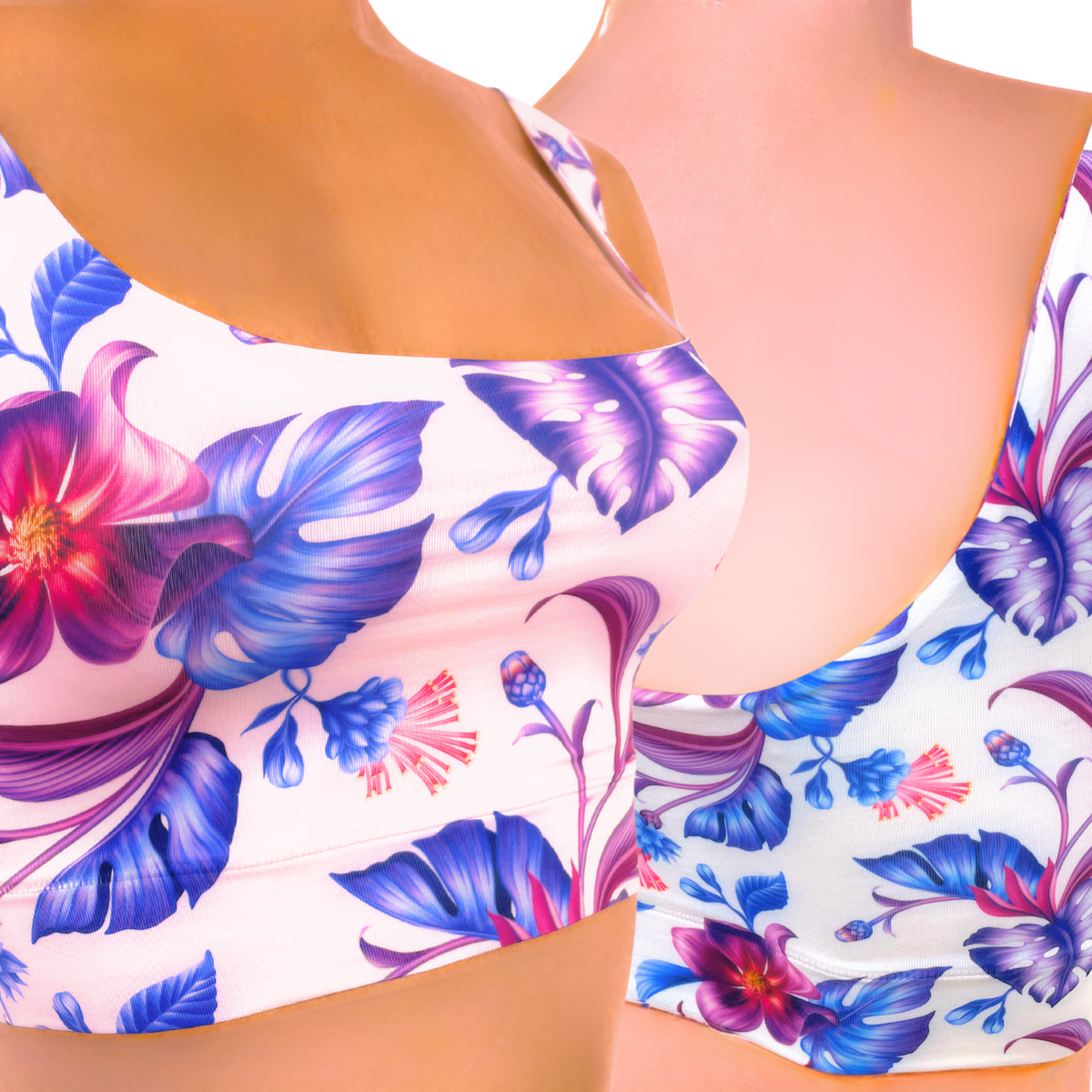 Memème Women’s Ultra-Comfortable Purple Bloom Crop Top| Stretchy Fit, No Elastic Bands by Mememe