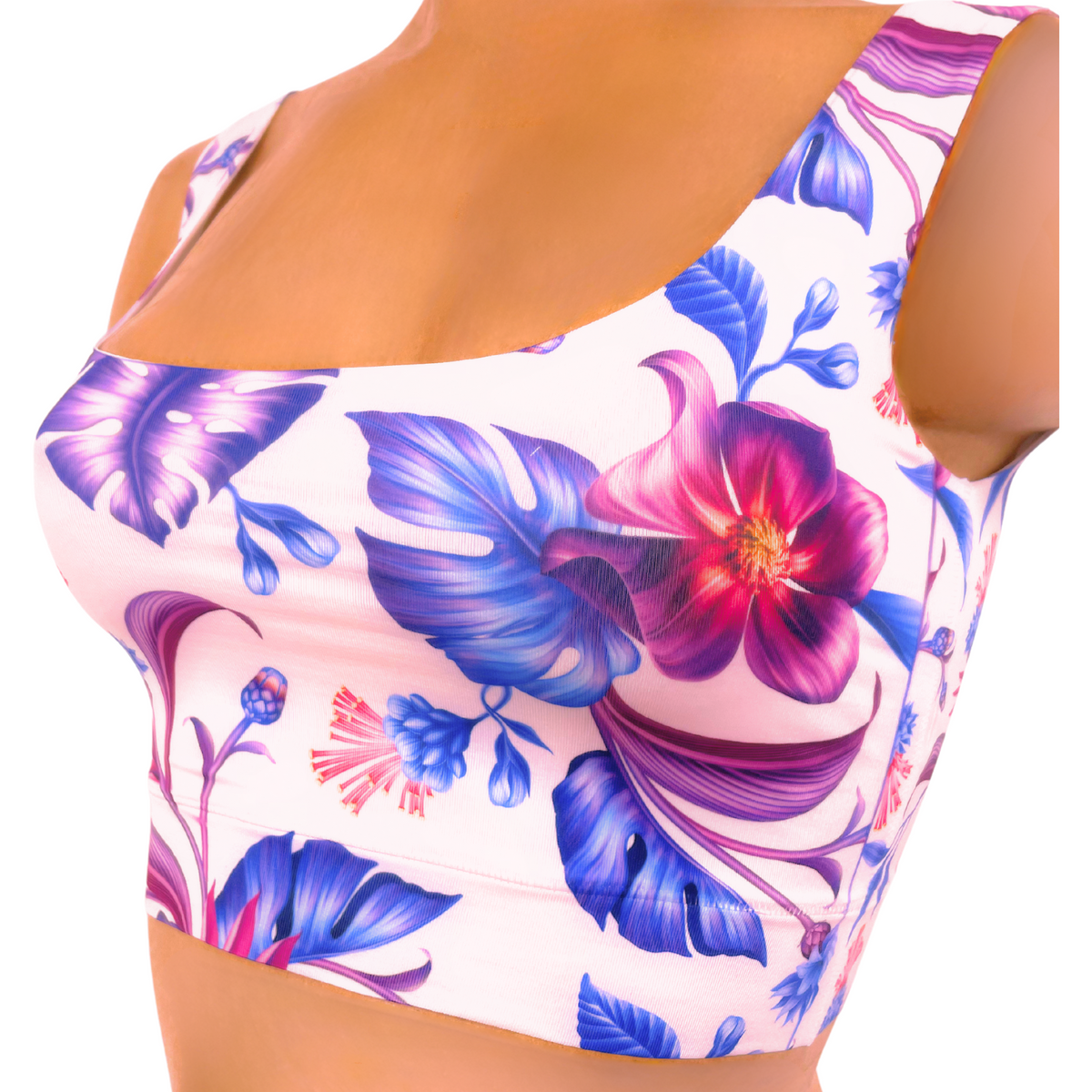 Memème Women’s Ultra-Comfortable Purple Bloom Crop Top| Stretchy Fit, No Elastic Bands by Mememe
