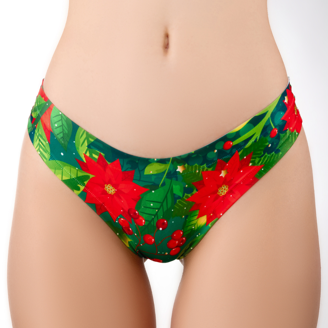 Memème Women’s Ultra-Comfortable YOUR CHRISTMAS - Flowers - Panties | Breathable Cotton Crotch, Stretchy Fit by Mememe