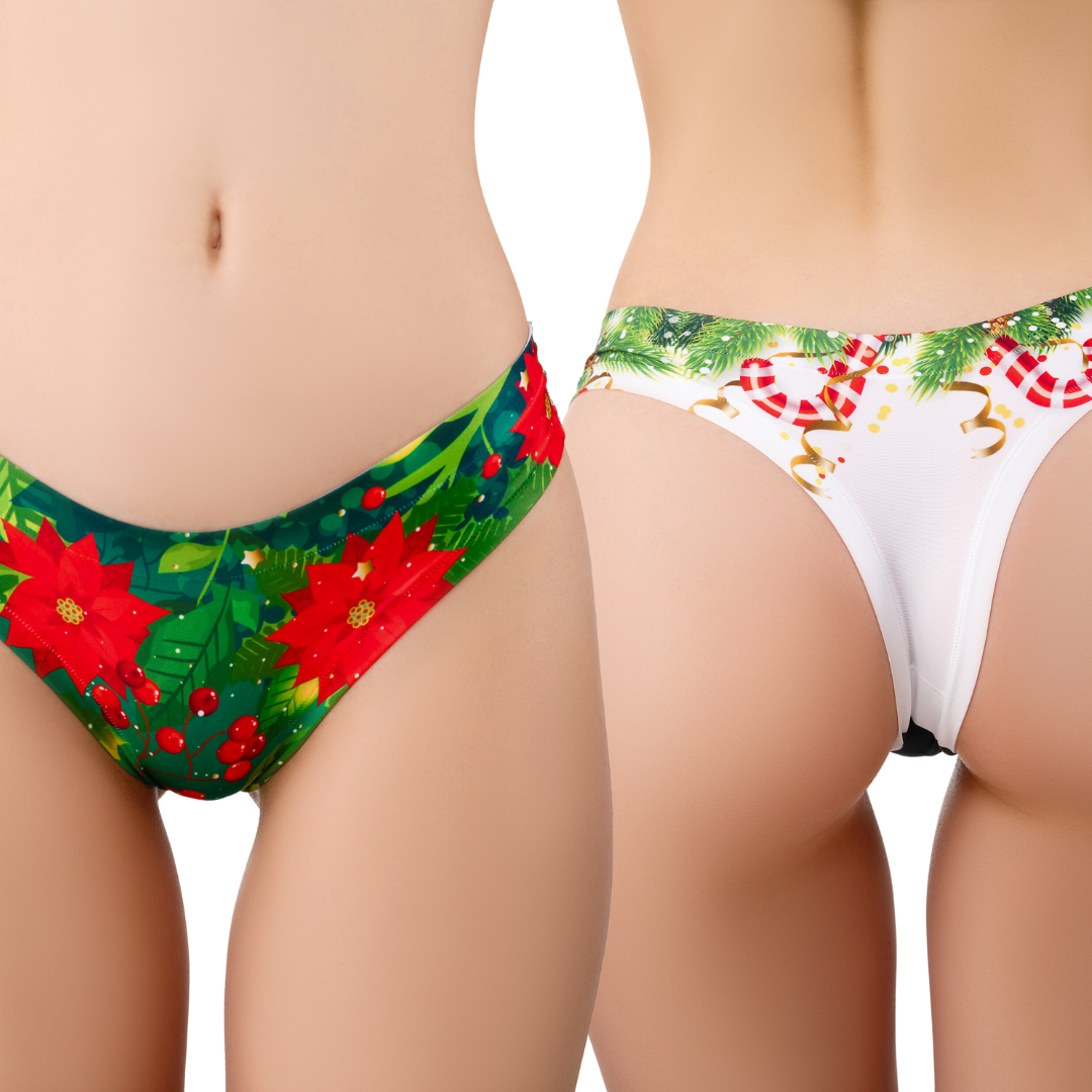 Memème Women’s Ultra-Comfortable YOUR CHRISTMAS - Flowers - Panties | Breathable Cotton Crotch, Stretchy Fit by Mememe