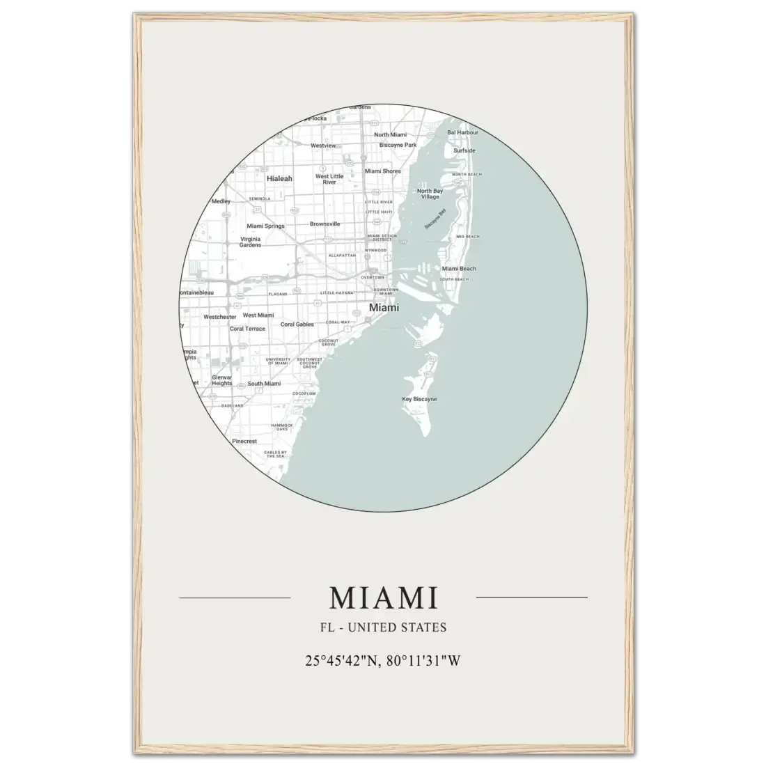 Miami, Florida, United States minimalist map poster by Art-O-Rama Shop