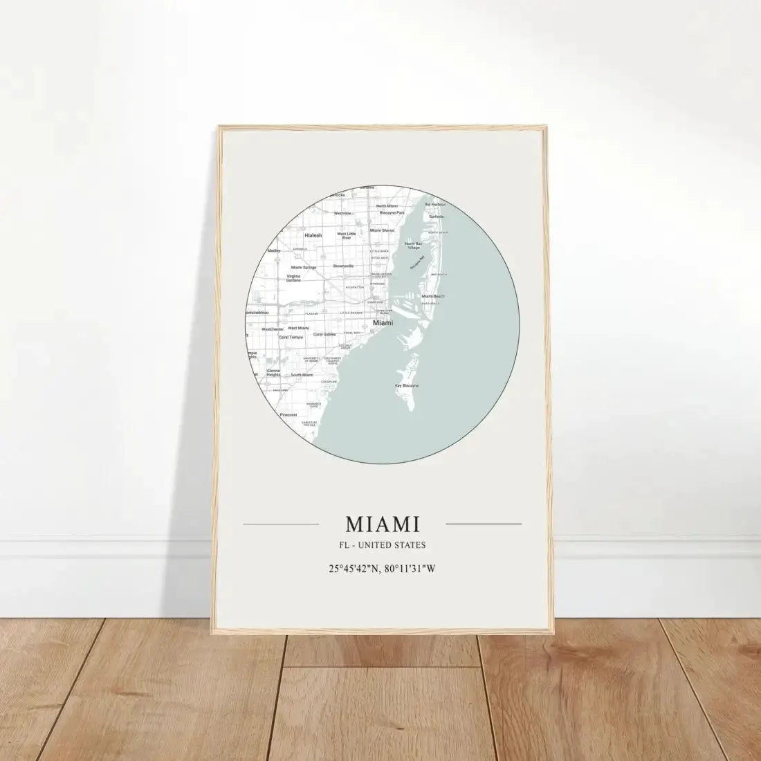 Miami, Florida, United States minimalist map poster by Art-O-Rama Shop