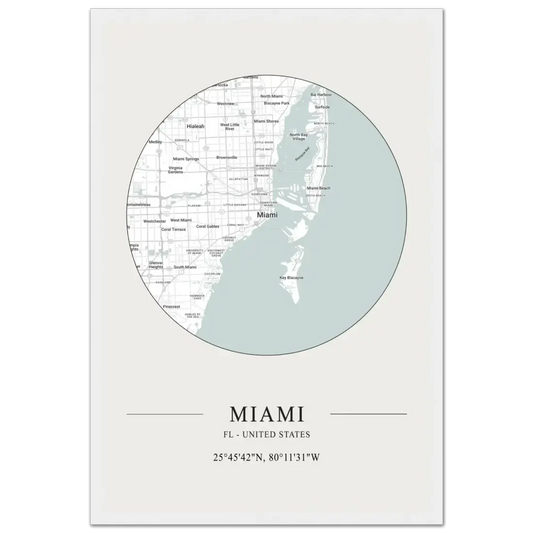 Miami, Florida, United States minimalist map poster by Art-O-Rama Shop