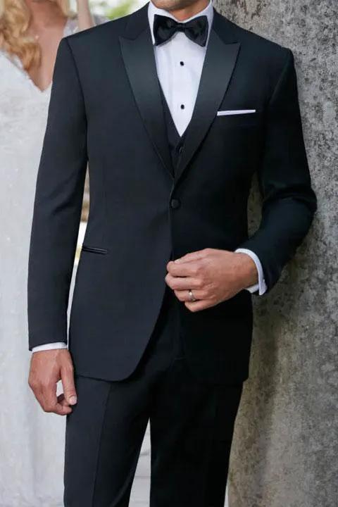 "Milan" Black Tuxedo Jacket Peak (Separates) by Tux-USA
