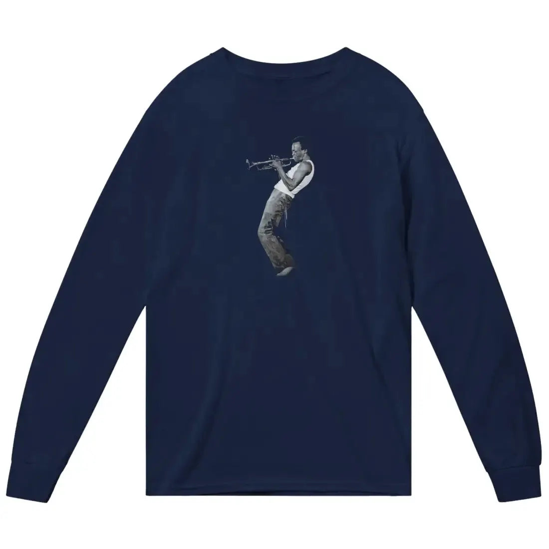 Miles Davis Playing his Trumpet Artwork Long Sleeve Shirt by Art-O-Rama Shop