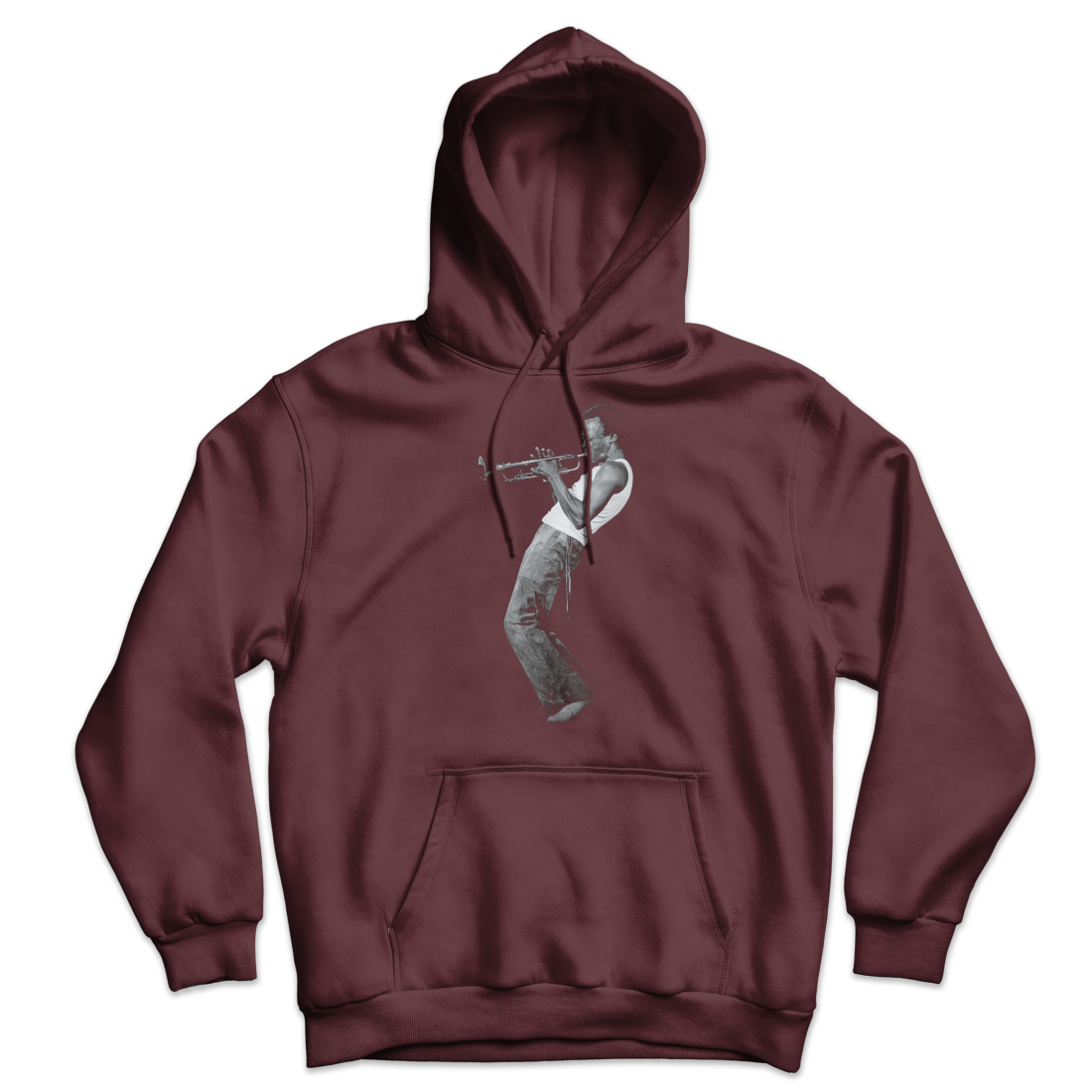 Miles Davis Playing his Trumpet Artwork Unisex Hoodie by Art-O-Rama Shop