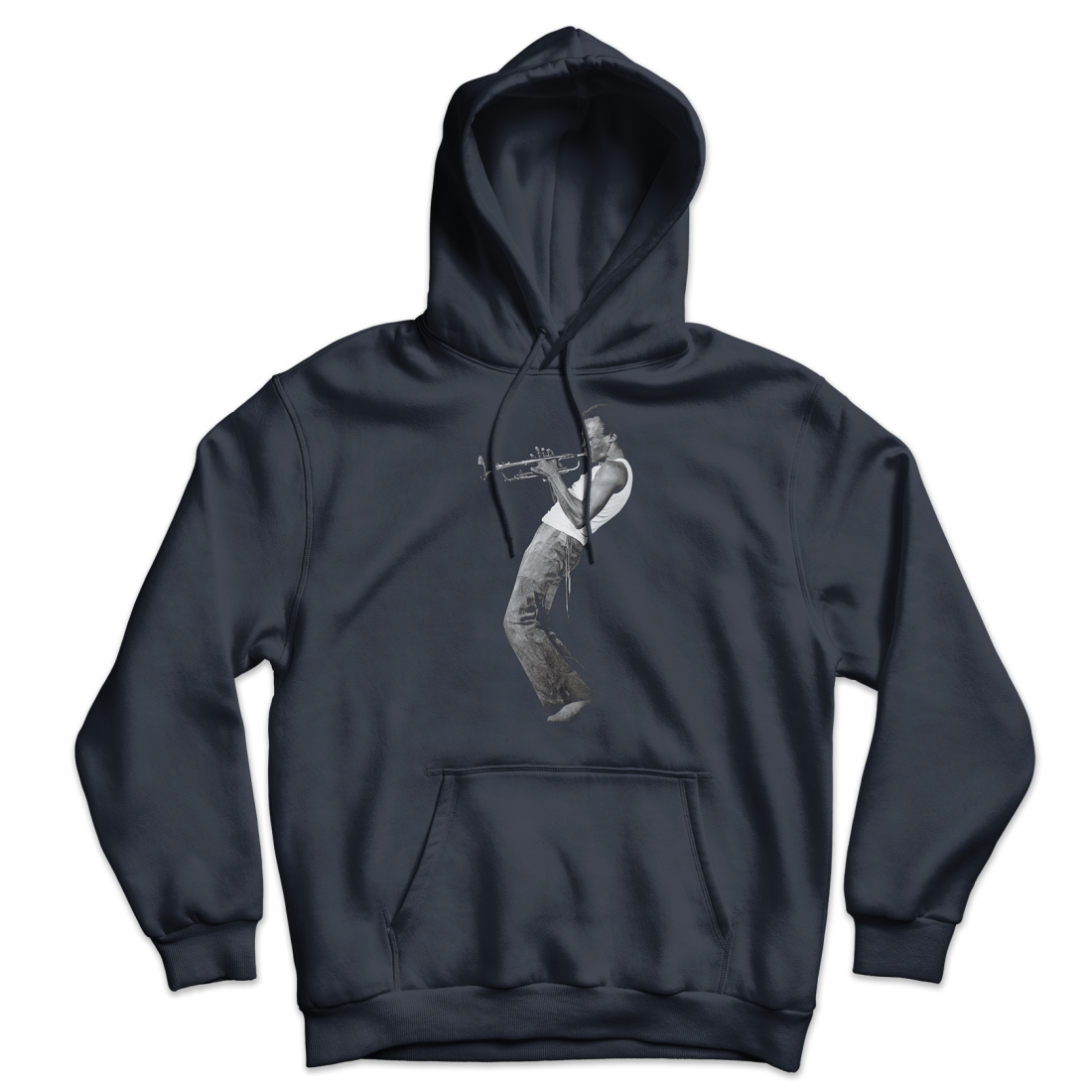 Miles Davis Playing his Trumpet Artwork Unisex Hoodie by Art-O-Rama Shop