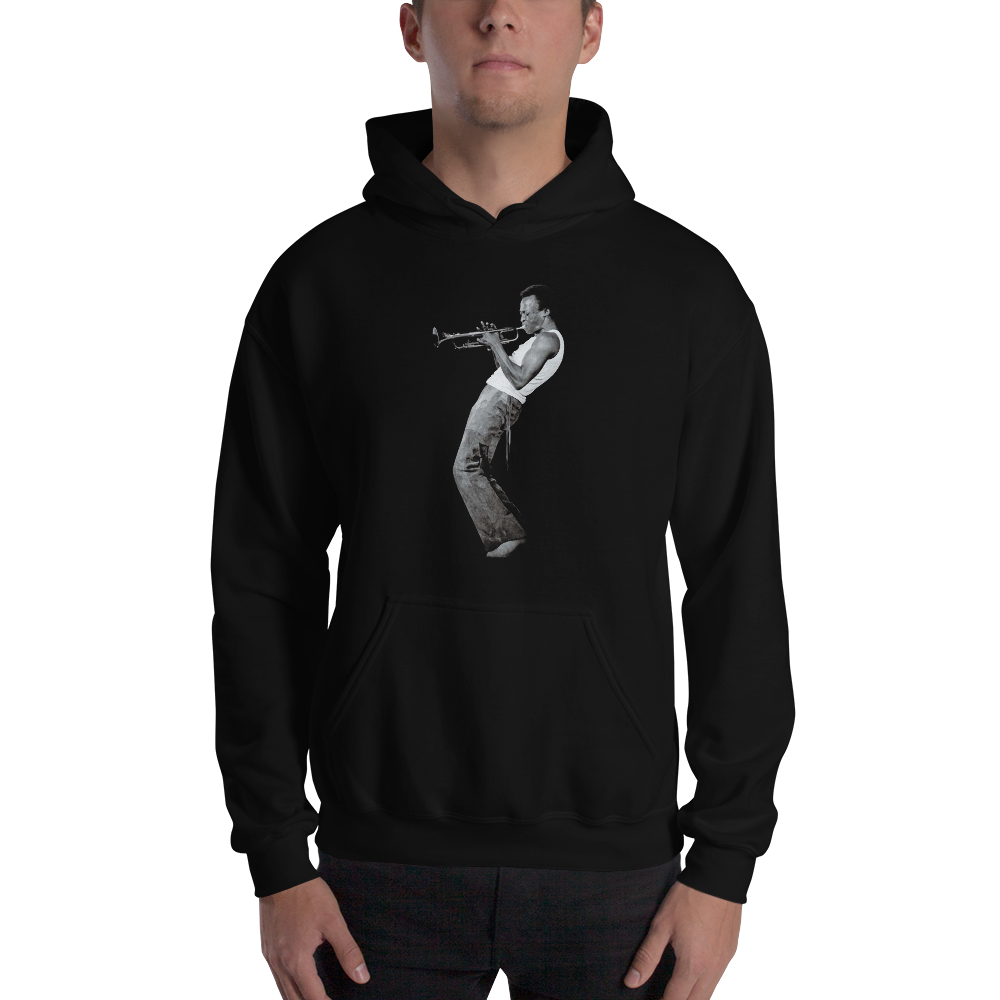 Miles Davis Playing his Trumpet Artwork Unisex Hoodie by Art-O-Rama Shop