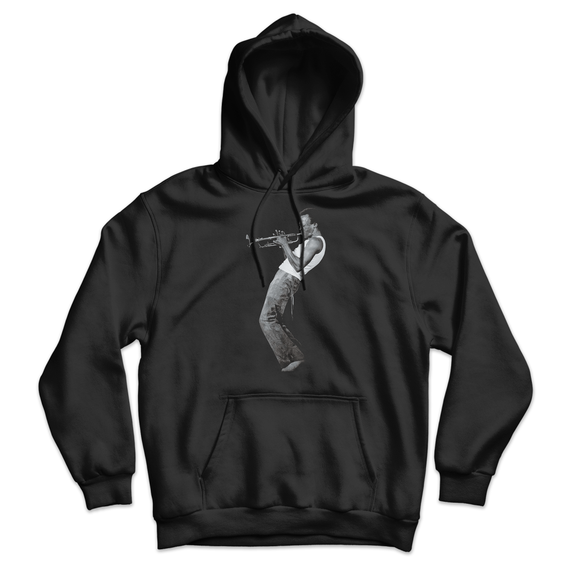 Miles Davis Playing his Trumpet Artwork Unisex Hoodie by Art-O-Rama Shop