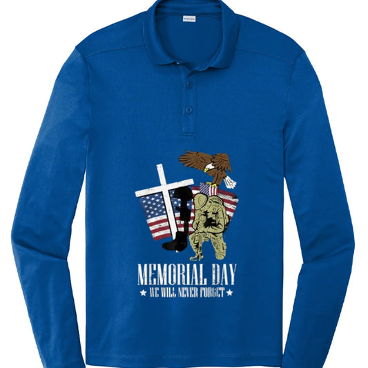 Pro Long Sleeve Polo Memorial Day Mens Shirt by Inland Leather Co