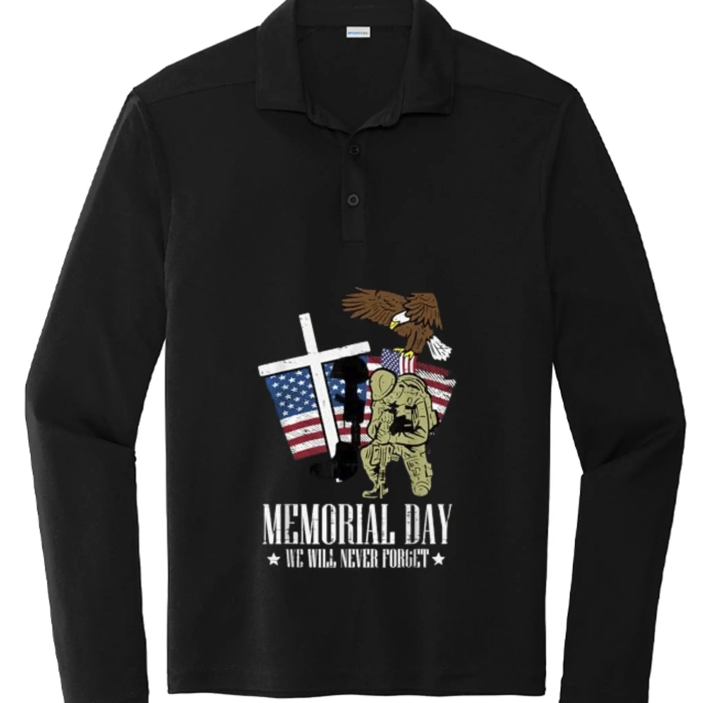 Pro Long Sleeve Polo Memorial Day Mens Shirt by Inland Leather Co