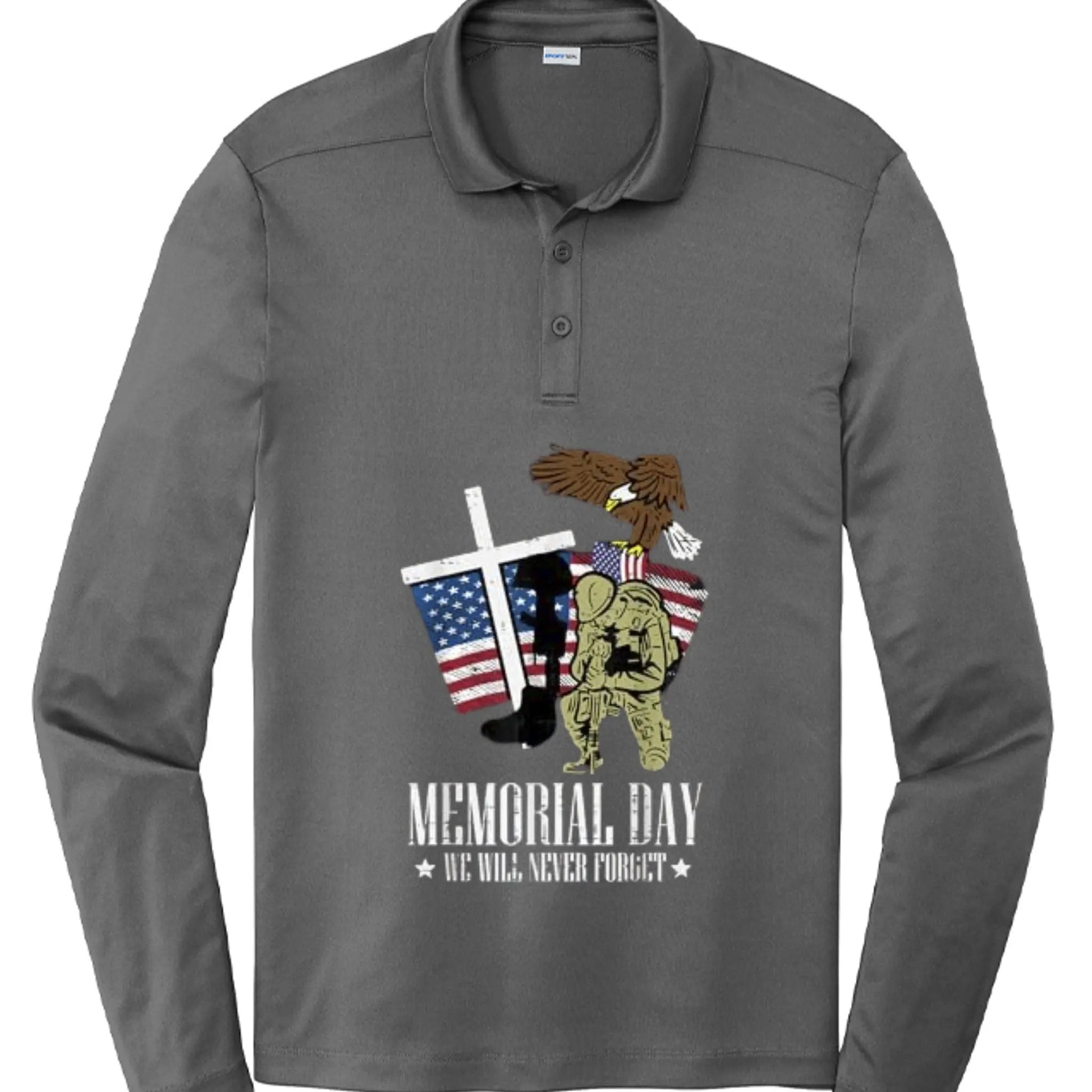 Pro Long Sleeve Polo Memorial Day Mens Shirt by Inland Leather Co