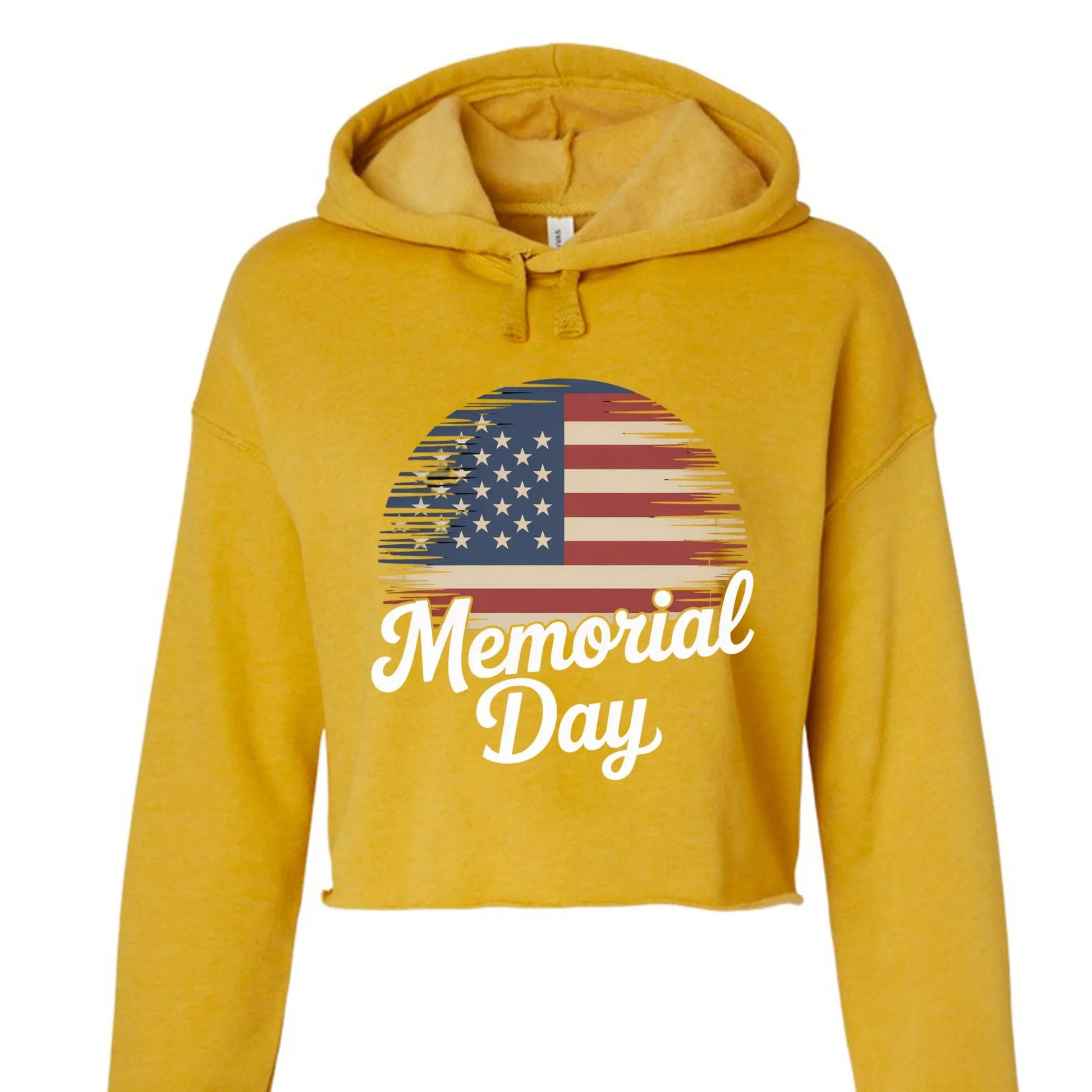 Bella Canvas Womens Cropped Fleece Hoodie - Memorial Day by Inland Leather Co