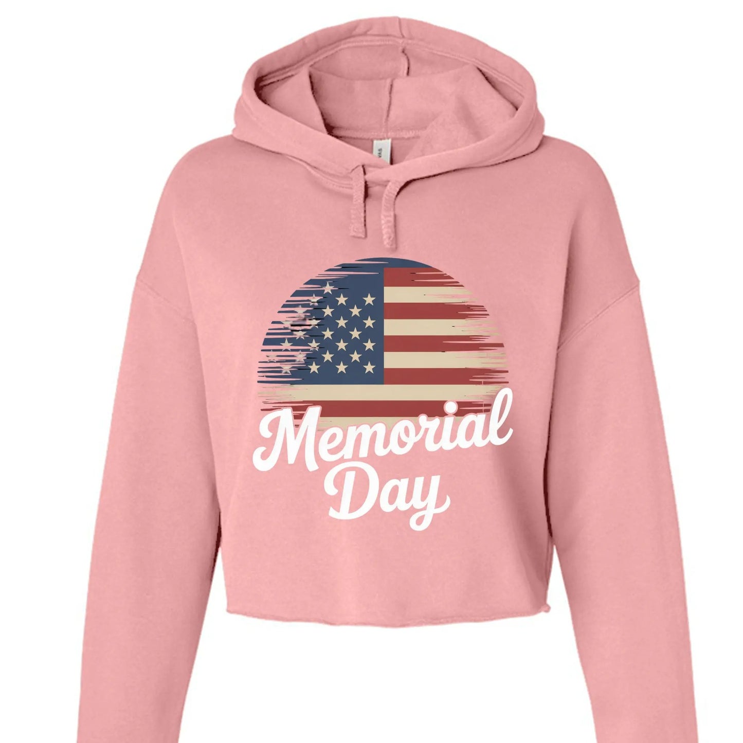 Bella Canvas Womens Cropped Fleece Hoodie - Memorial Day by Inland Leather Co
