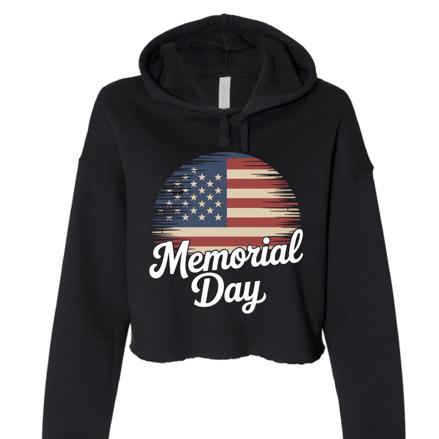 Bella Canvas Womens Cropped Fleece Hoodie - Memorial Day by Inland Leather Co