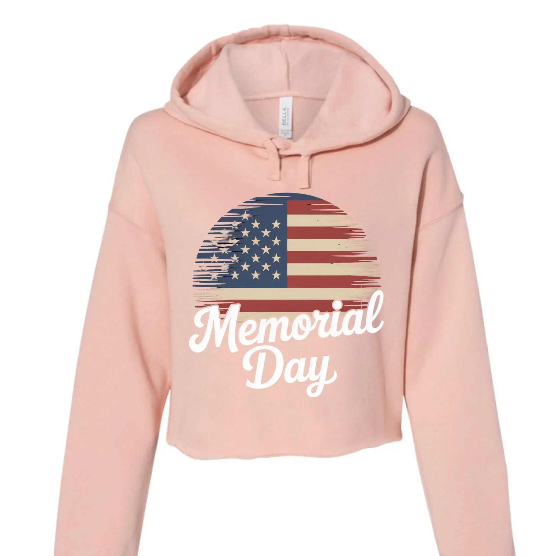 Bella Canvas Womens Cropped Fleece Hoodie - Memorial Day by Inland Leather Co