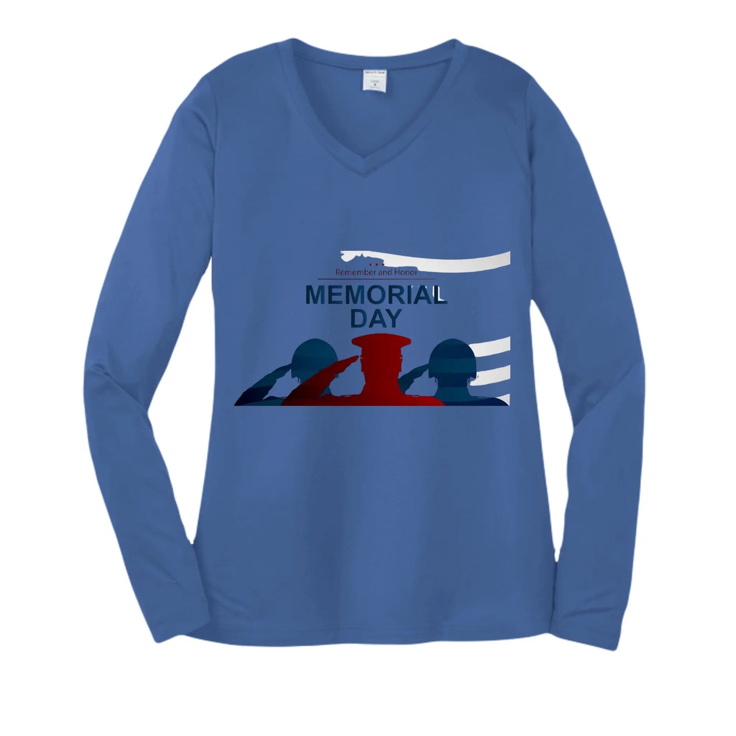 Womens Long Sleeve V-Neck Tee - Memorial Day by Inland Leather Co