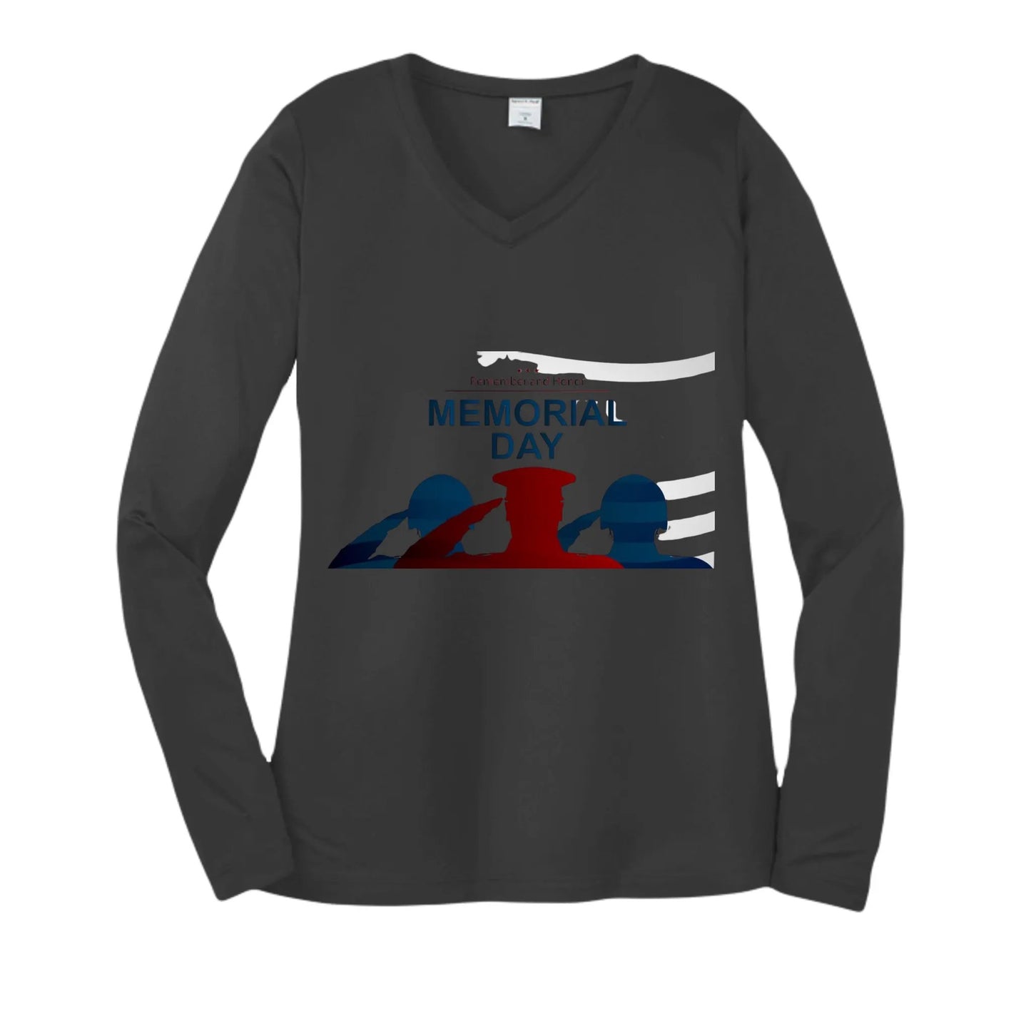 Womens Long Sleeve V-Neck Tee - Memorial Day by Inland Leather Co