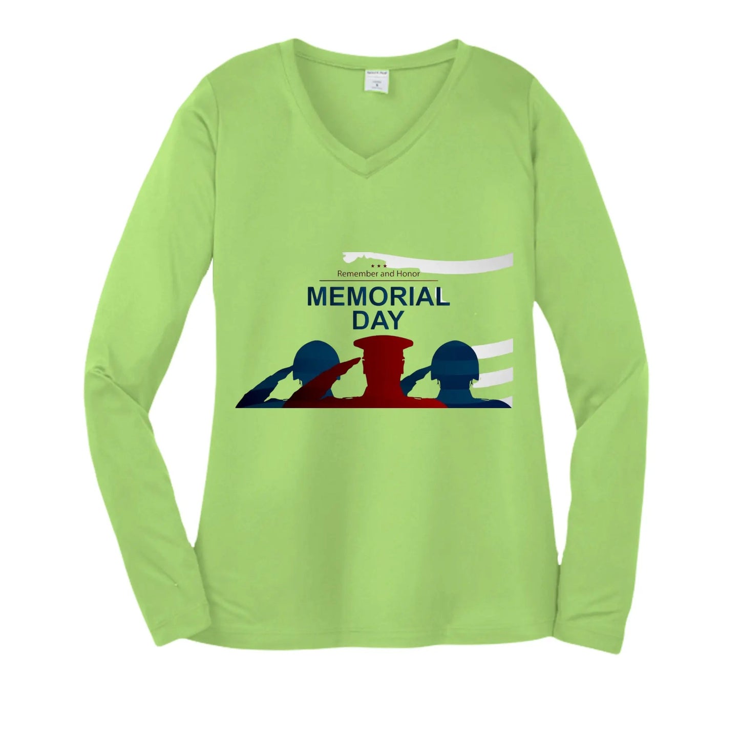 Womens Long Sleeve V-Neck Tee - Memorial Day by Inland Leather Co