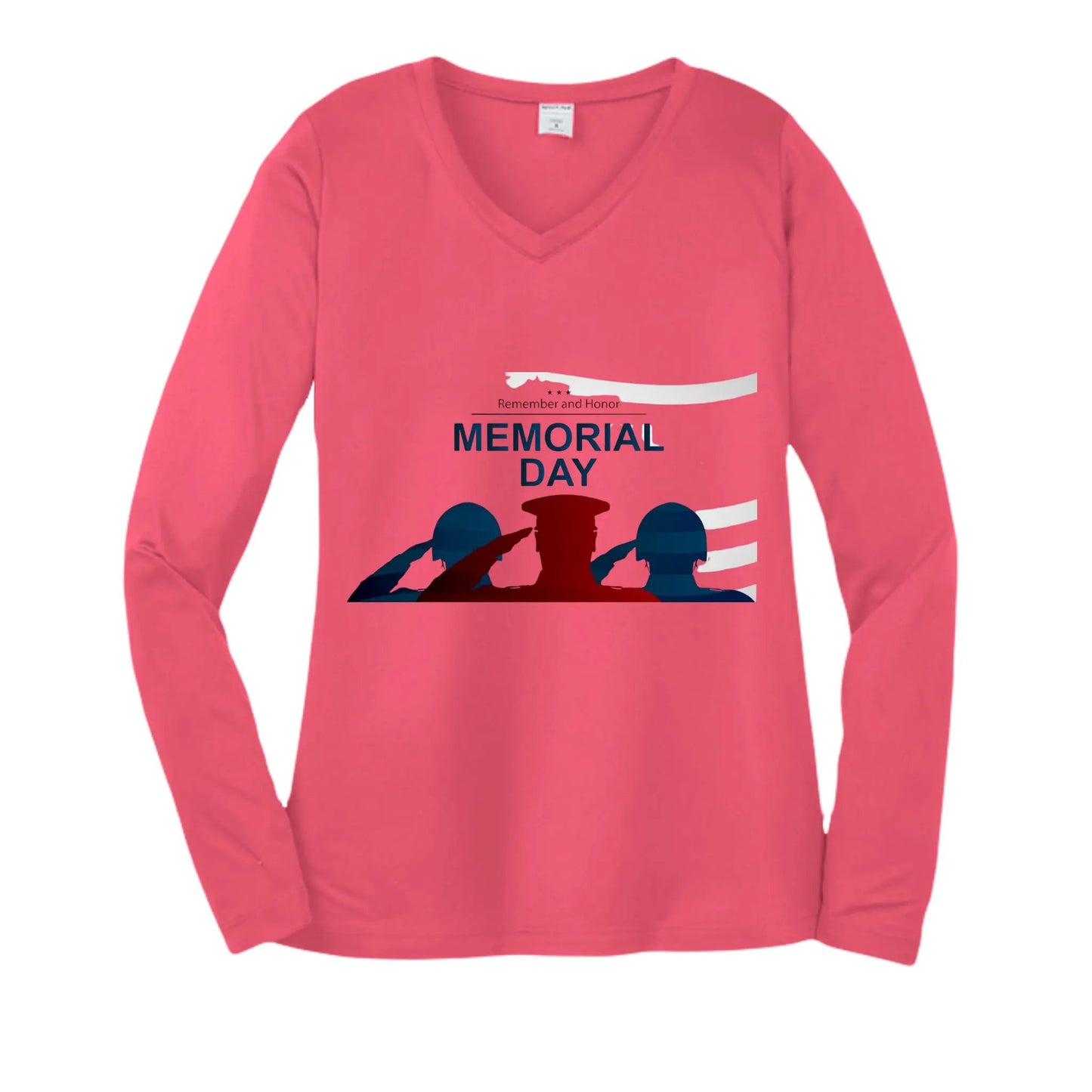 Womens Long Sleeve V-Neck Tee - Memorial Day by Inland Leather Co