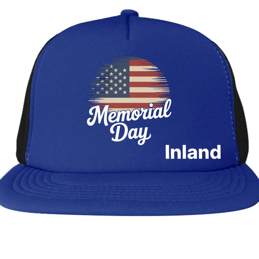 Mens Flat Bill Snapback Trucker Cap - Memorial Day by Inland Leather Co