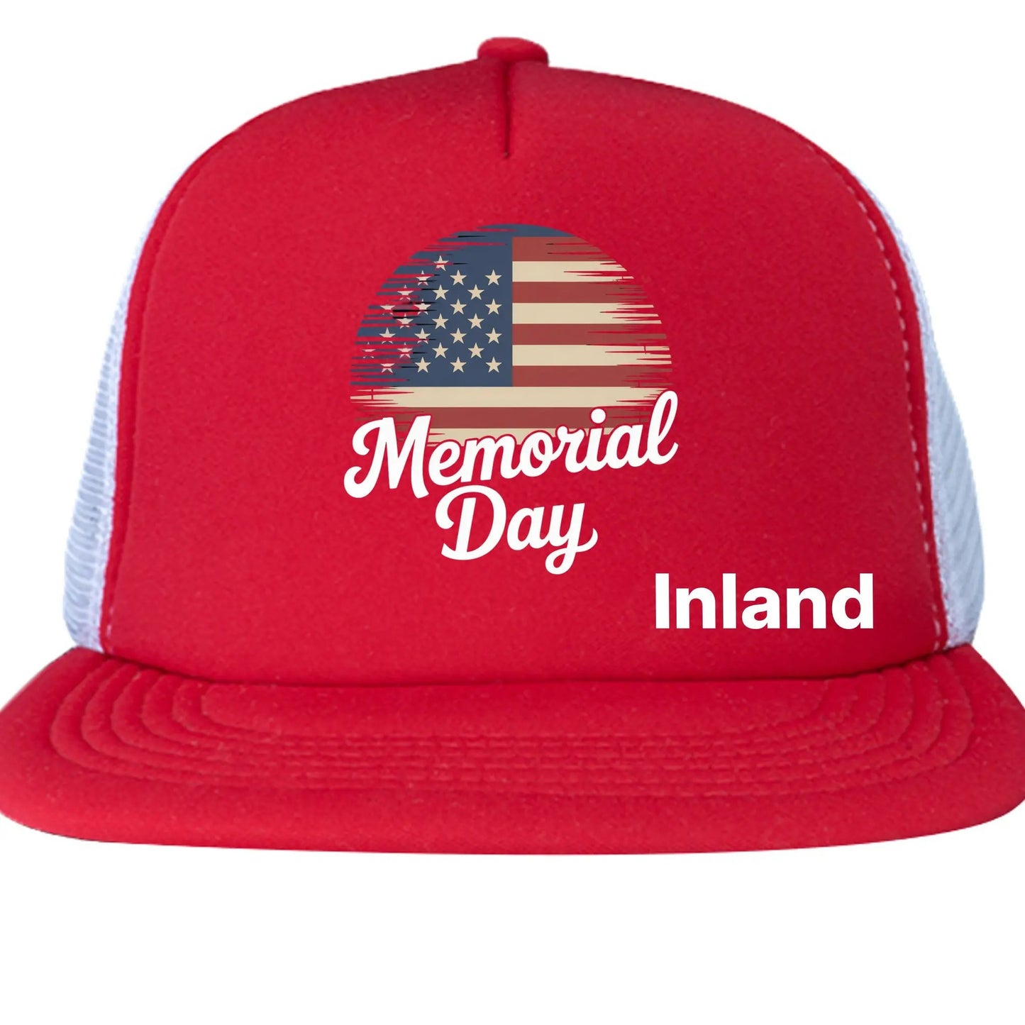 Mens Flat Bill Snapback Trucker Cap - Memorial Day by Inland Leather Co