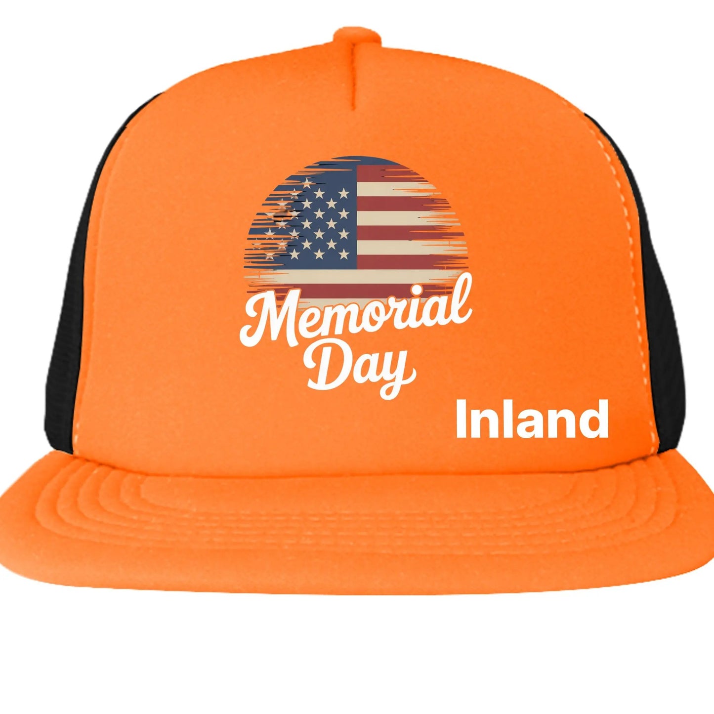Mens Flat Bill Snapback Trucker Cap - Memorial Day by Inland Leather Co