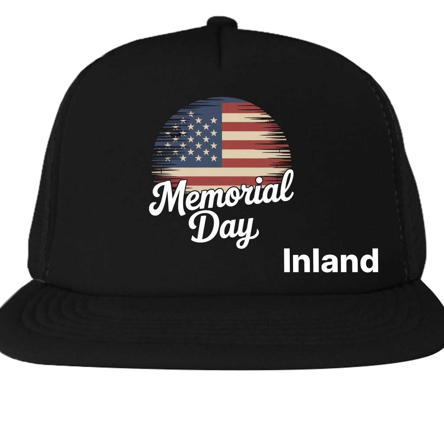 Mens Flat Bill Snapback Trucker Cap - Memorial Day by Inland Leather Co