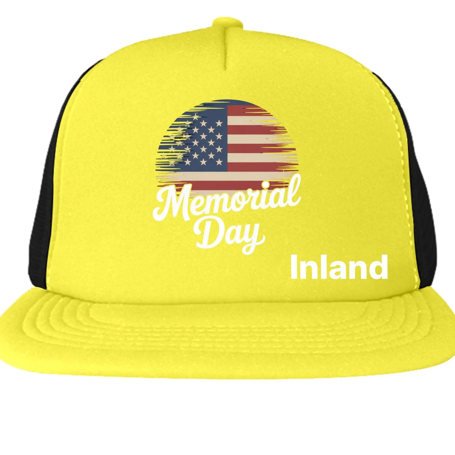 Mens Flat Bill Snapback Trucker Cap - Memorial Day by Inland Leather Co