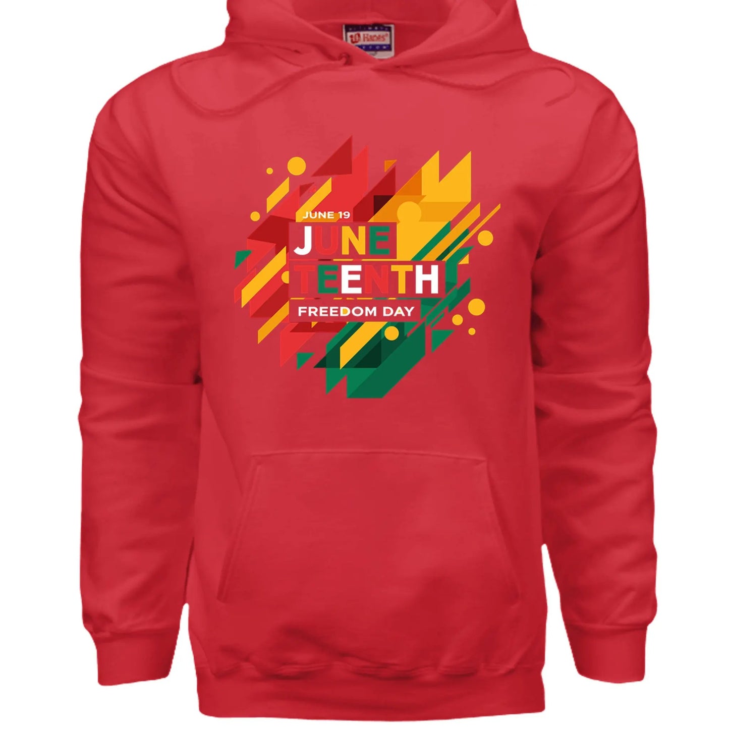 Hanes Mens Cotton Pullover Hood Juneteenth National Independence Day by Inland Leather Co