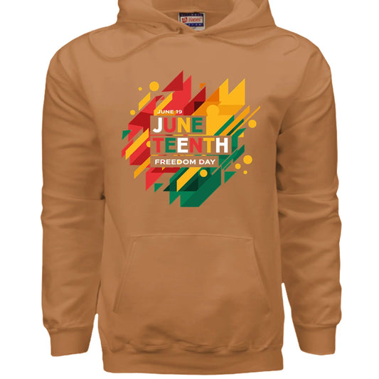 Hanes Mens Cotton Pullover Hood Juneteenth National Independence Day by Inland Leather Co