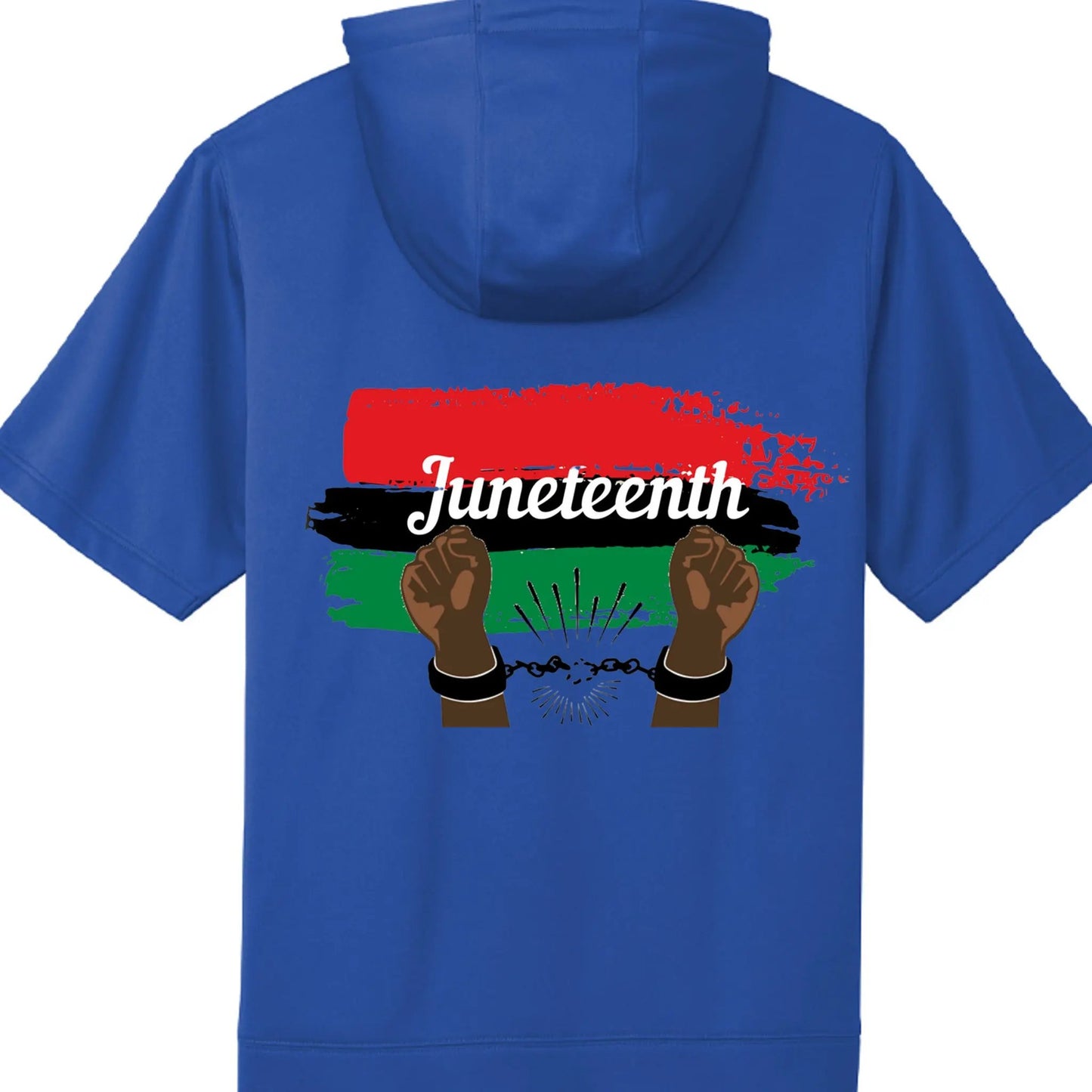 Fleece Short Sleeve Hooded Pullover Celebrate Juneteenth Day For Mens by Inland Leather Co