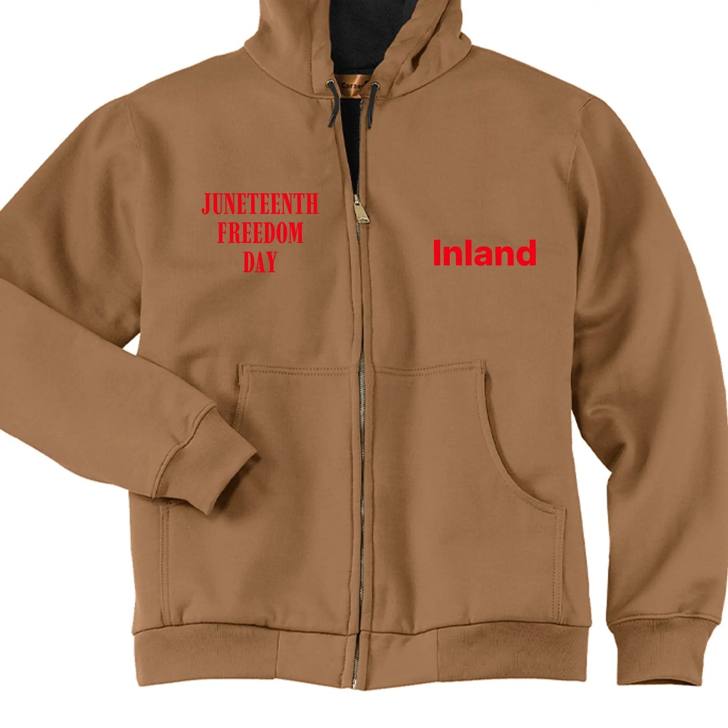 Full-Zip Hooded Sweatshirt With Thermal Lining For Mens JUNETEENTH FREE by Inland Leather Co